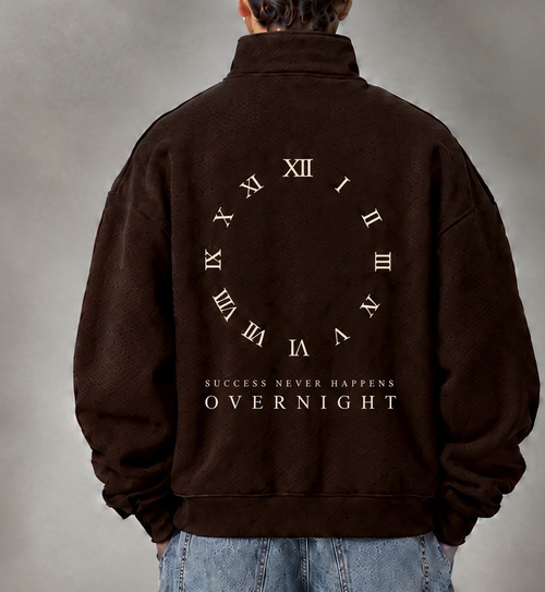 XI Quarter-Zip in Espresso, back view on model
